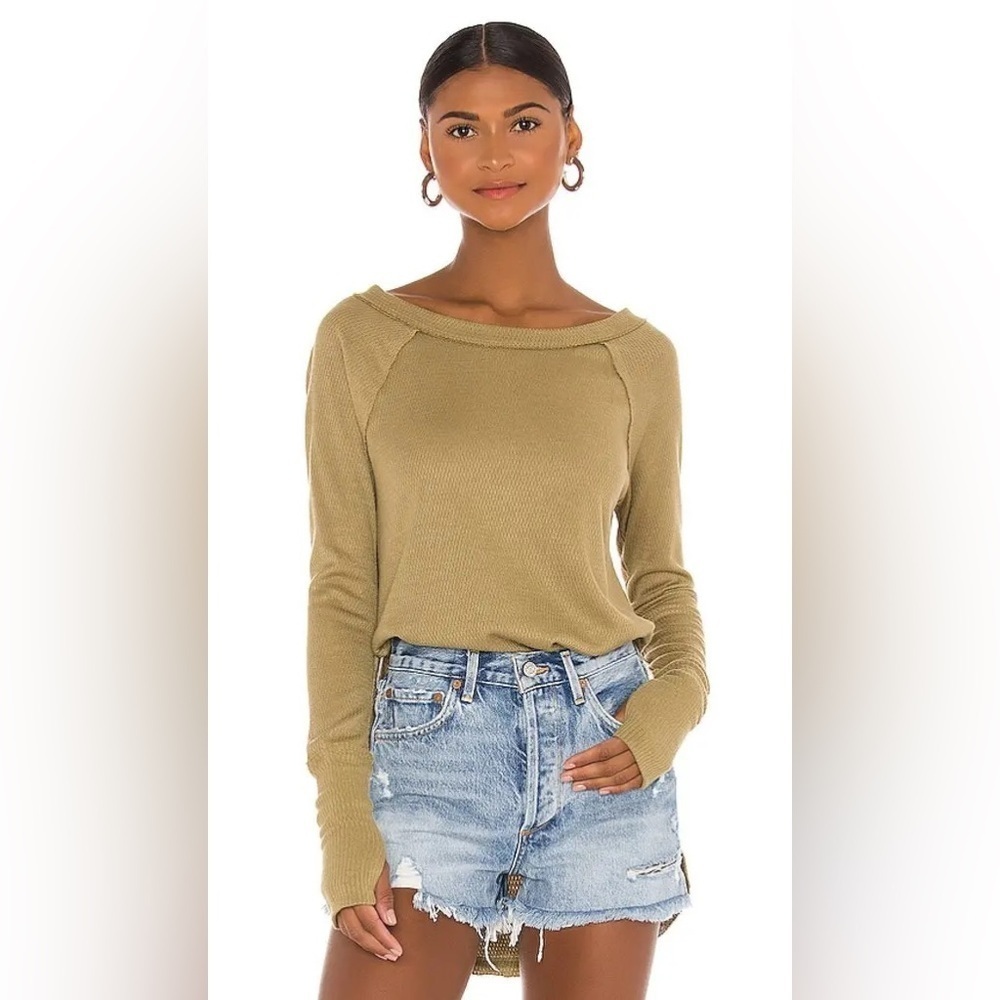 free people we the free snowy thermal boat neck long sleeve shirt